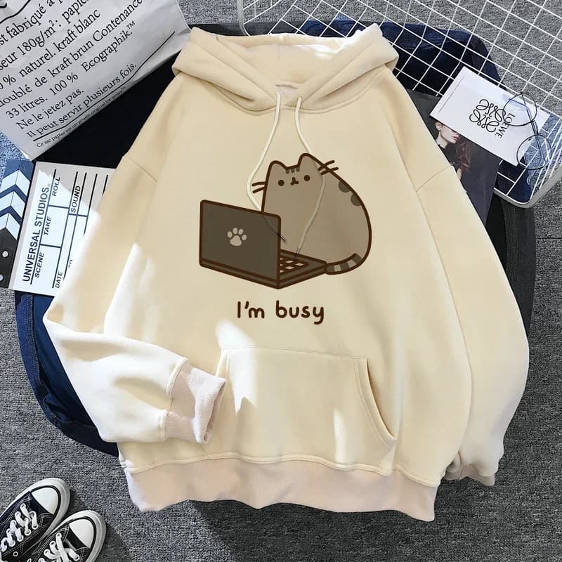 2020 drôle le chat à capuche femmes mode Kawaii coréen Harajuku sweat femme 90s dessin animé vêtemen
