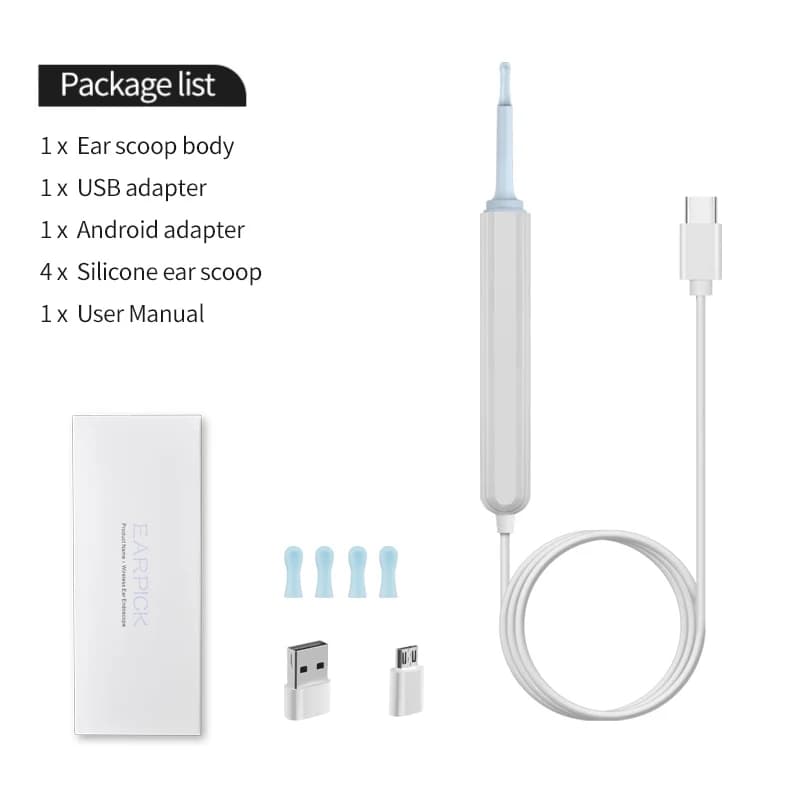 Caméra endoscopique pour le nettoyage des oreilles, TYPE-C Micro USB 5.2MM 3-en-1, cure-oreille visu