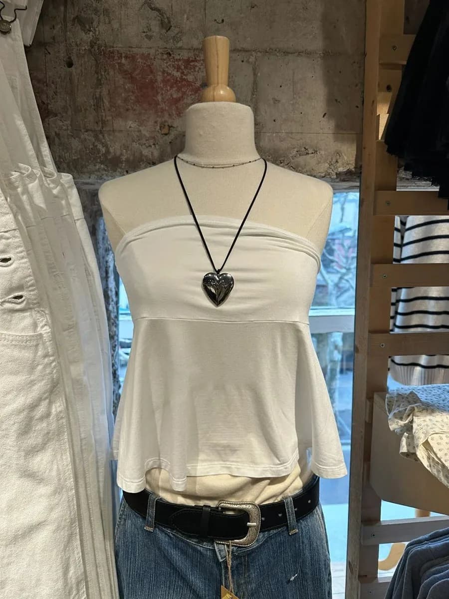 Haut court sans bretelles pour femme, plis, coton doux, blanc, simple, décontracté, vintage, streetw