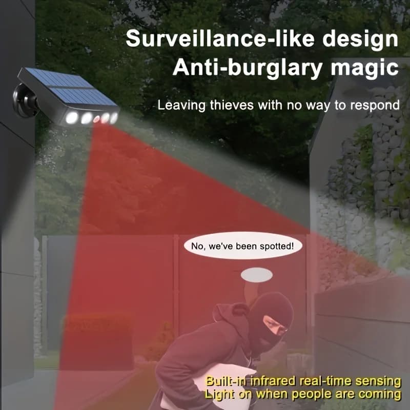 Lampes de sécurité solaires étanches à 4 LED pour décoration extérieure, détecteur de mouvement, 3 m