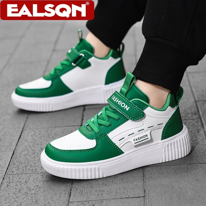 Baskets décontractées en cuir PU pour enfants, chaussures de basket-ball tendance pour garçons, bask