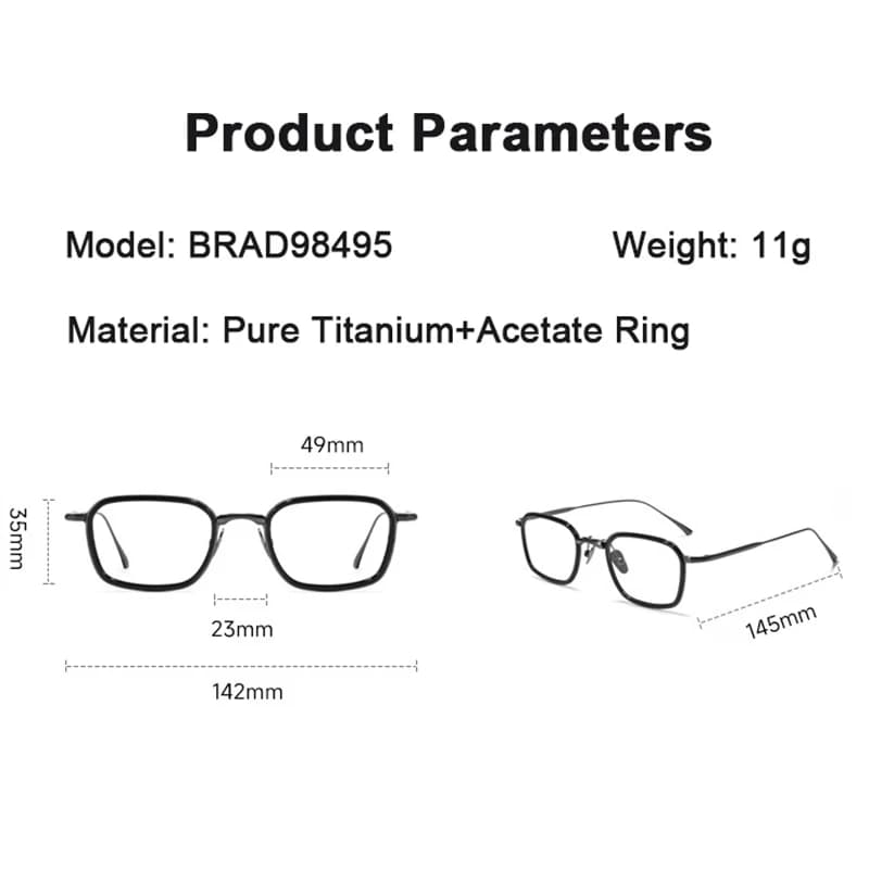 Monture de lunettes carrée en acétate et titane de marque japonaise, pour hommes d'affaires, de luxe