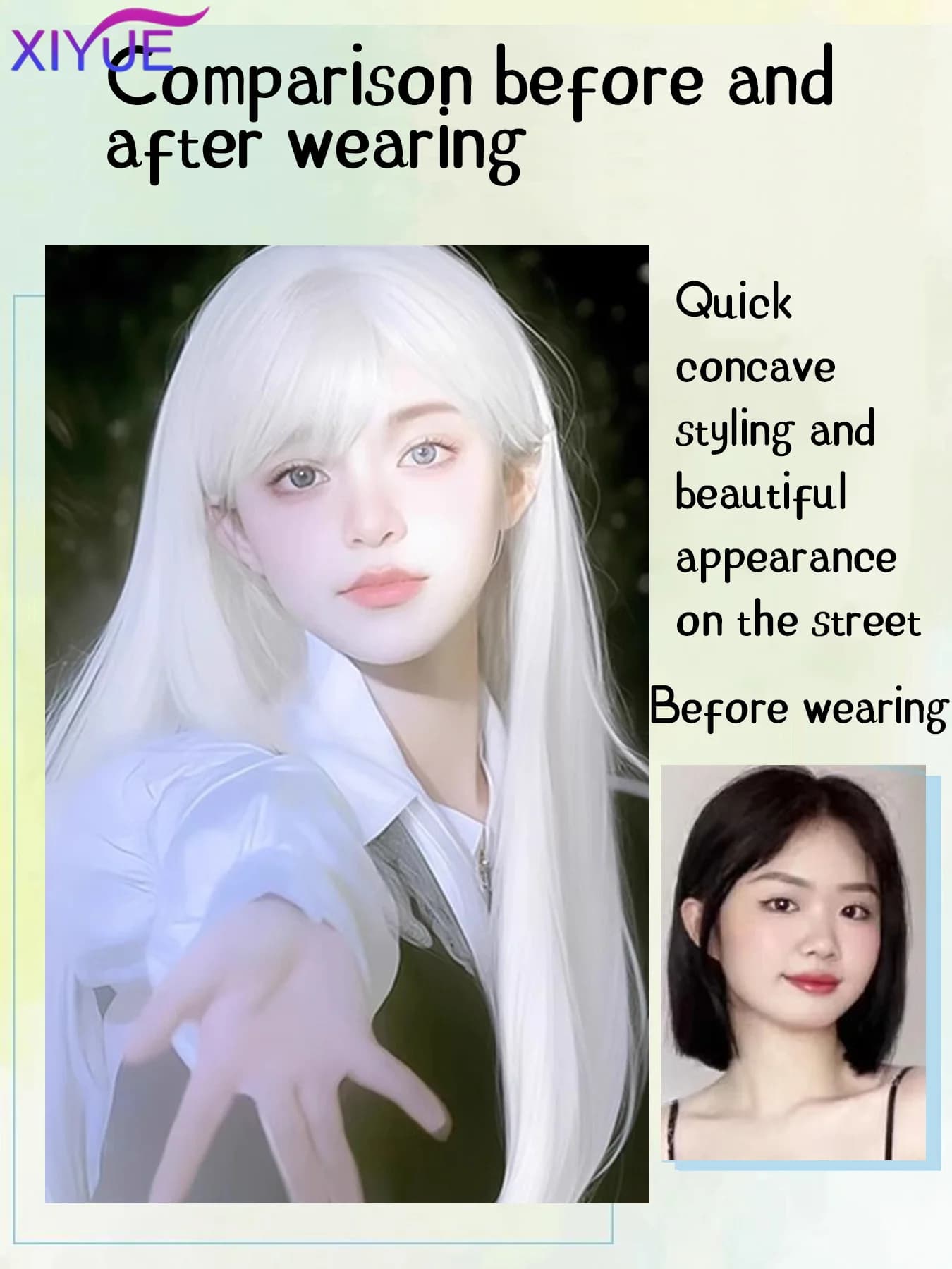 XIYUE – perruques synthétiques longues et lisses blanches pour femmes, faux cheveux colorés de fête 