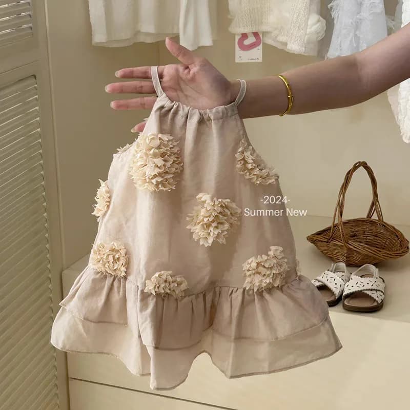 Robe d'été à fleurs tridimensionnelles pour filles, vêtements doux pour enfants