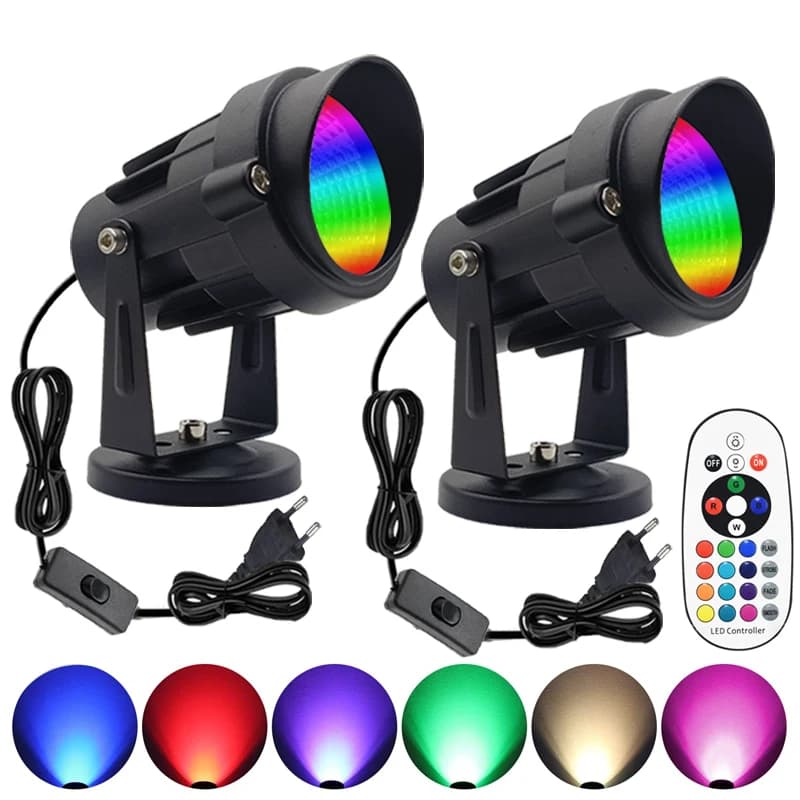 Projecteur LED d'intérieur 10W RGBW avec télécommande, changement de couleur, gradation, éclairage d