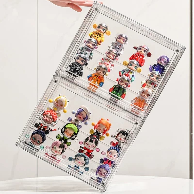 Boîte de rangement transparente en acrylique pour figurines, vitrine pliable pour poupées FigAucklan