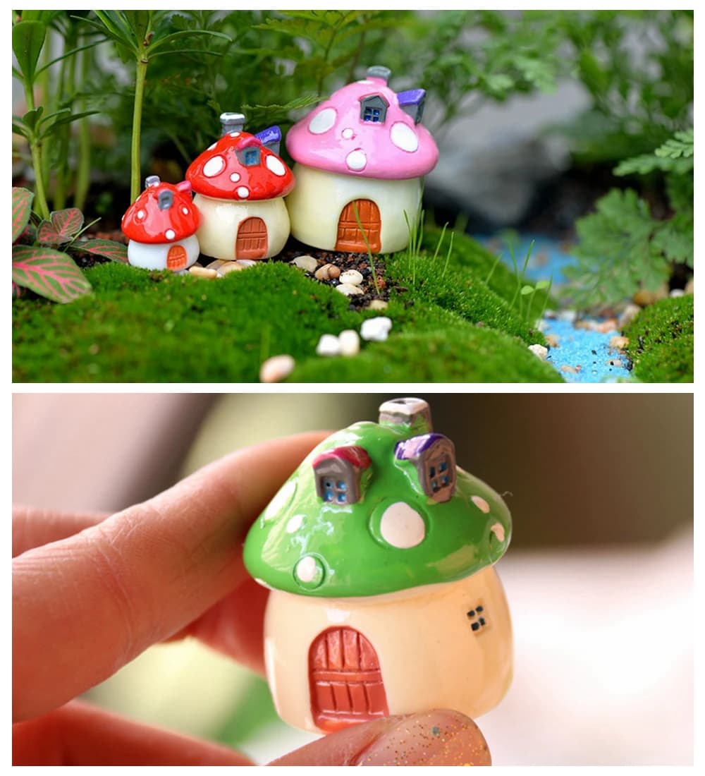 Accessoires de jardin féerique, 4 tailles, ornement de champignon Miniature, Statue, Pot de plante, 