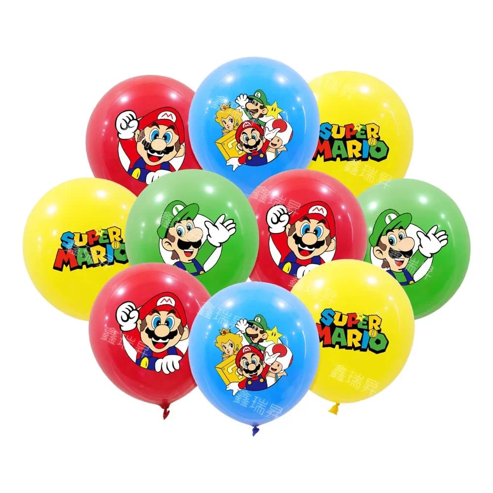 10 pièces Anime Super Mario ballons ensemble mixte Latex ballon bébé douche enfants fête d'anniversa