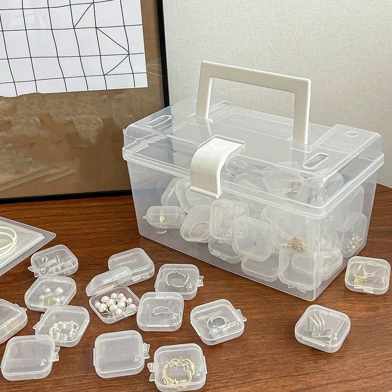 Boîte à Bijoux Carrée Transparente en Plastique, Fente Individuelle pour Bagues, Colliers, Boucles d