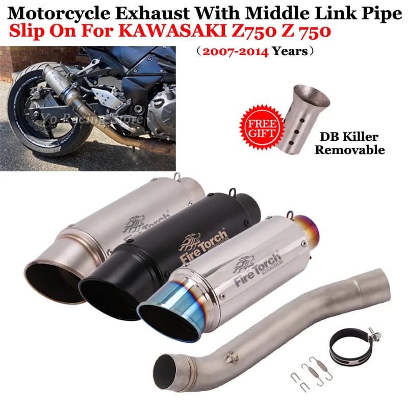 Tuyau de liaison intermédiaire avec silencieux de moto, DB Killer, Escape Modify, Slip-On, Kawasaki 