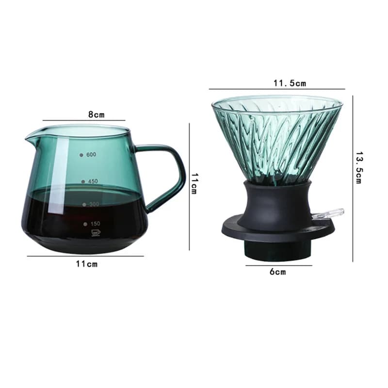 Goutteur à immersion en verre pour cafetière, verser sur la cafetière, goutte à goutte en forme de V
