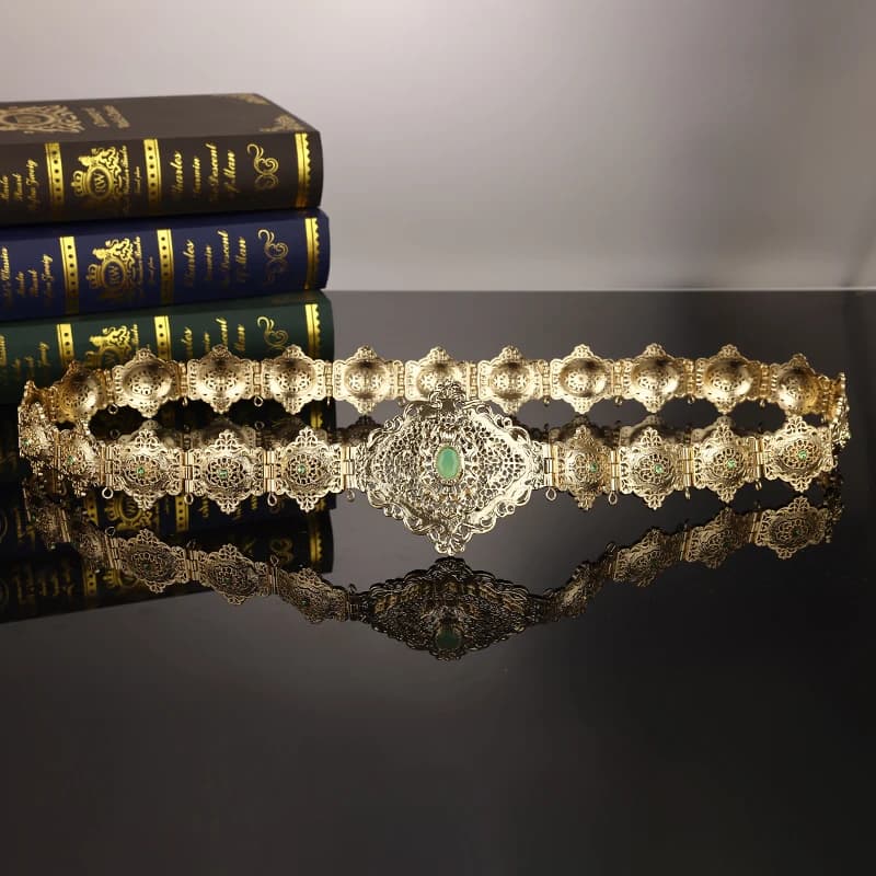 Ceinture algérienne couleur or pour femmes, Abaya marocain, bijoux de mariée, chaîne de taille arabe
