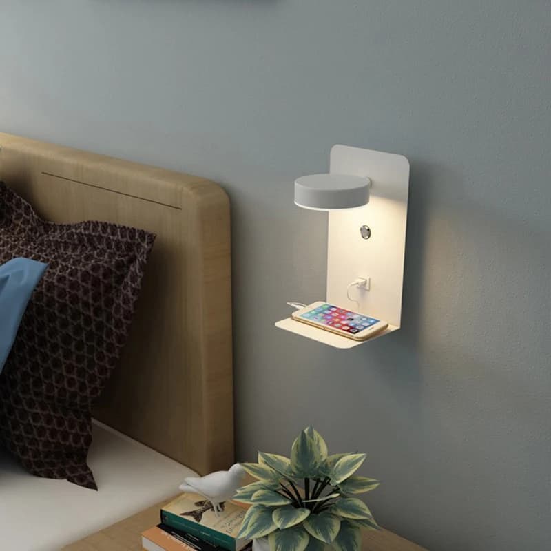 Applique Murale LED avec Chargeur USB pour Téléphone Portable, Luminaire Décoratif d'Nikavec Joli, I