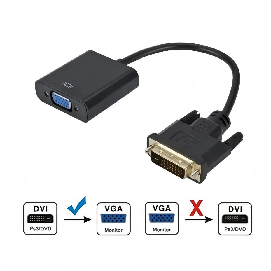 Adaptateur DVI vers VGA 24+1 25 broches vers 15 broches, convertisseur Full HD 1080P, câble vidéo po