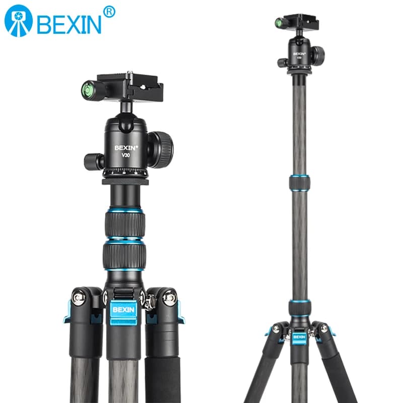 BEXIN voyage professionnel tripe léger en Fiber de carbone monopode rotule tir trépied support pour 