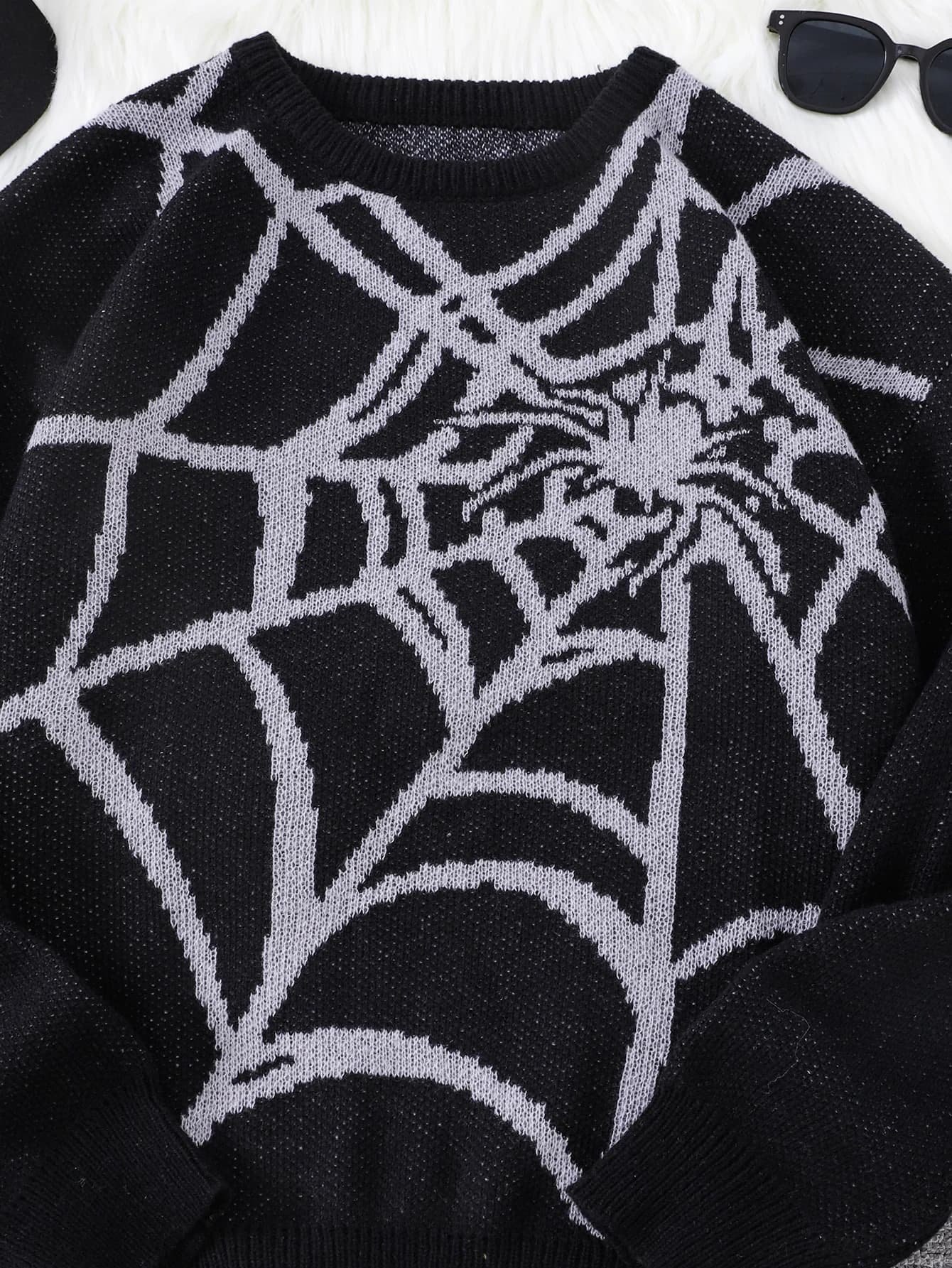 Nouveau populaire automne et hiver toile d'araignée Jacquard motif pull pull décontracté col rond tr