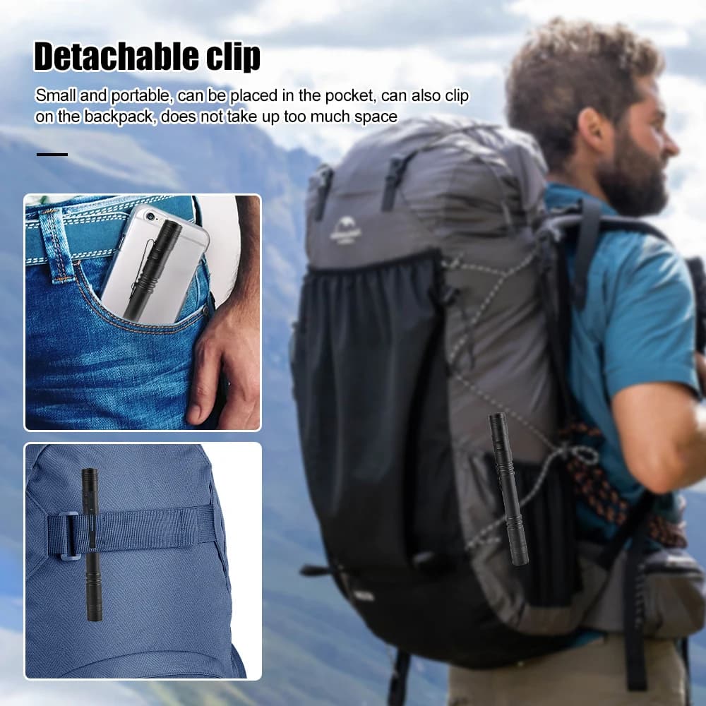 Mini lampe de poche LED UV portable, lampe noire ultraviolette, inspection d'argent, stylo avec clip