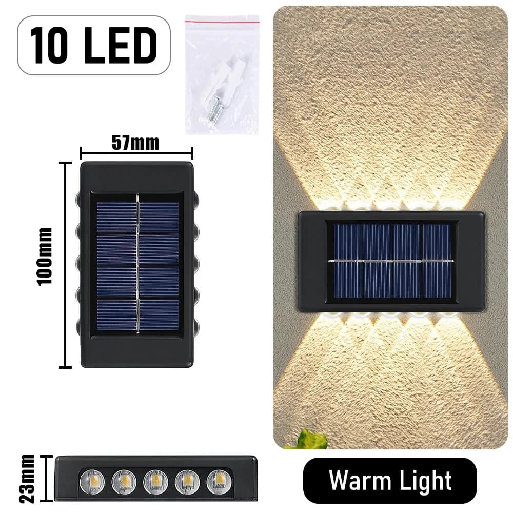 10 LED lampe murale solaire extérieure étanche lumière à énergie solaire haut et bas éclairer la mai