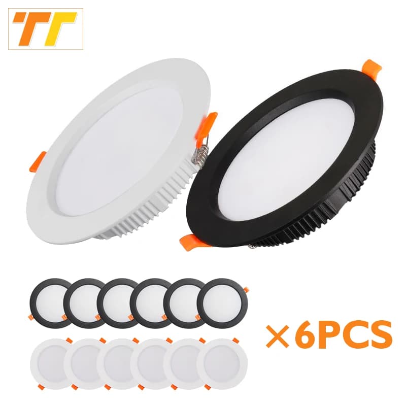 6 pièces LED Downlight 5W 7W 9W 12W 15W 18W plafonnier encastré blanc chaud/froid AC220V-240V