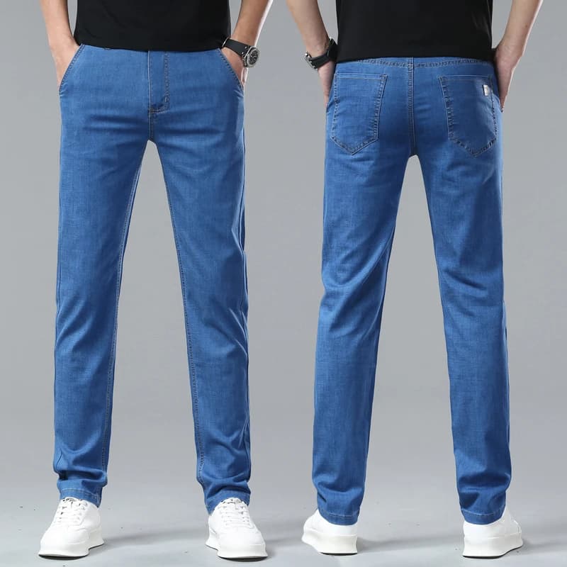 Jean d'été en Lyocell pour homme – Respirant, fin, décontracté, coupe droite, extensible, pour le tr