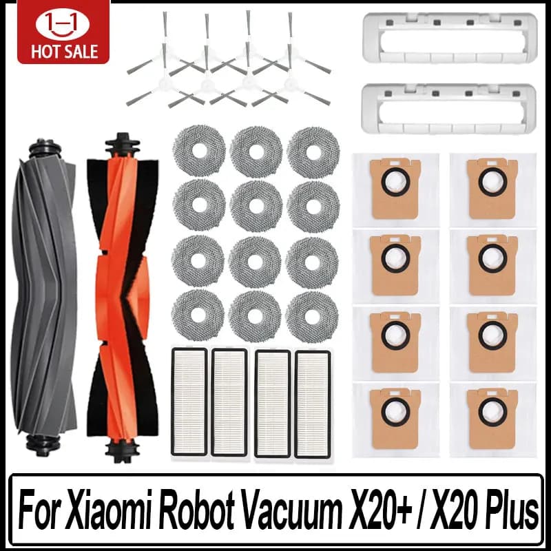 Sac à poussière pour aspirateur robot Xiaomi X20 + / X20 Plus, accessoires de vadrouille et de gril,
