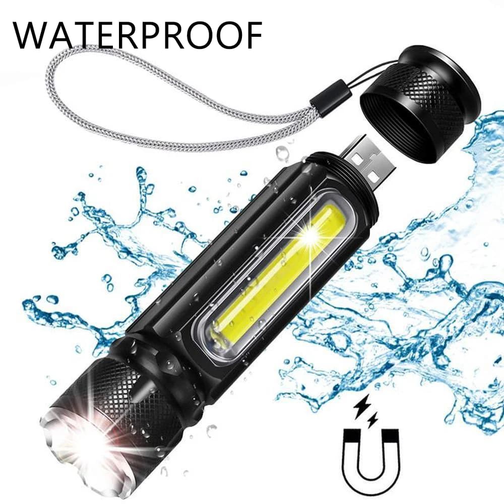 USB T6 lumière forte LED lampe de poche Rechargeable torche magnétique Lanter Zoomable lampe de poch