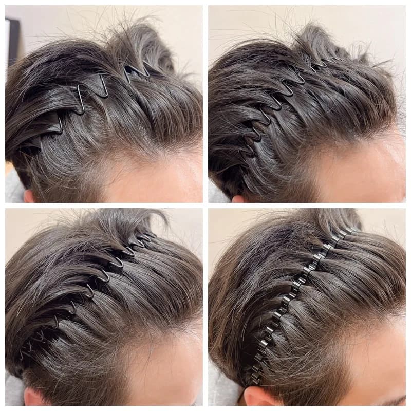 5 pièces/ensemble bandes de cheveux ondulées en métal, bandeau universel pour hommes et femmes, band