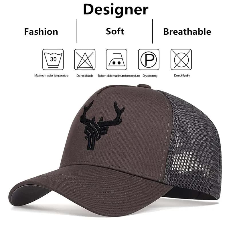 Casquettes unisexes en filet de baseball brodé bois d'animaux, chapeaux décontractés réglables, chap