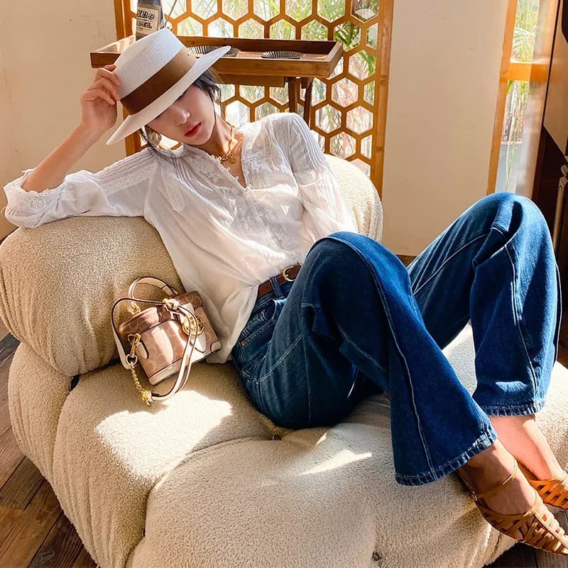 TEELYNN gitane Boho Foral brodé dentelle Blouse chemises pour femmes haut 2025 coton Vintage à manch