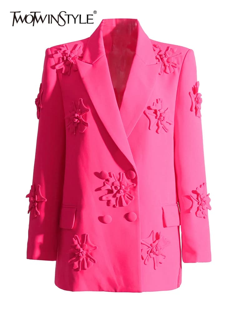 TWOTWurea-Blazer floral patchwork YLE pour femme, col cranté, manches longues, blazer de tempérament