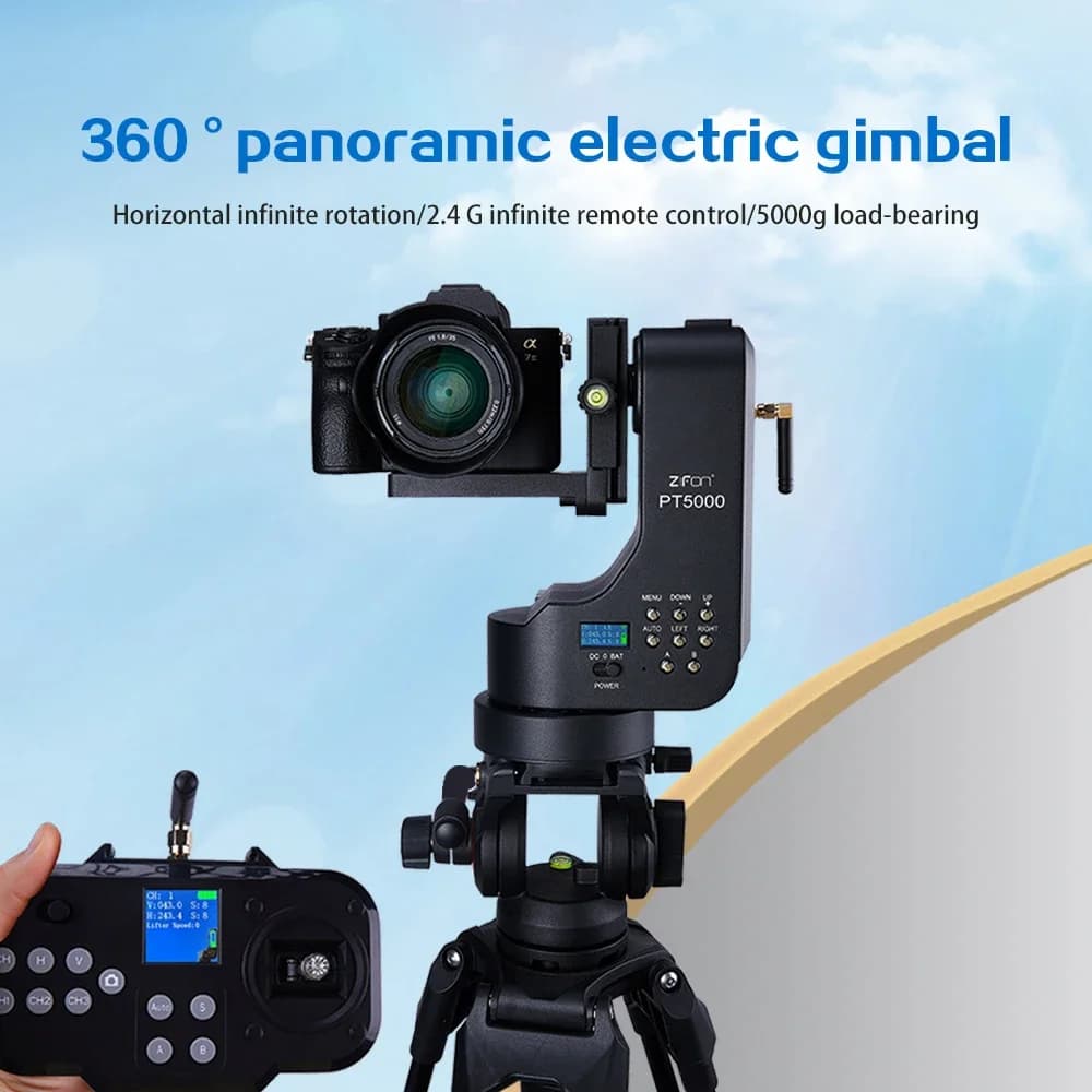 ZIFON PT5000-Stabilisateur de tête de trépied rotatif Hurized, télécommande, panoramique, inclinaiso
