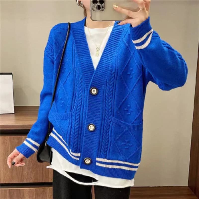 Pull-over ample à col en v pour femme, chandail ample, manteau, nouvelle collection automne et hiver