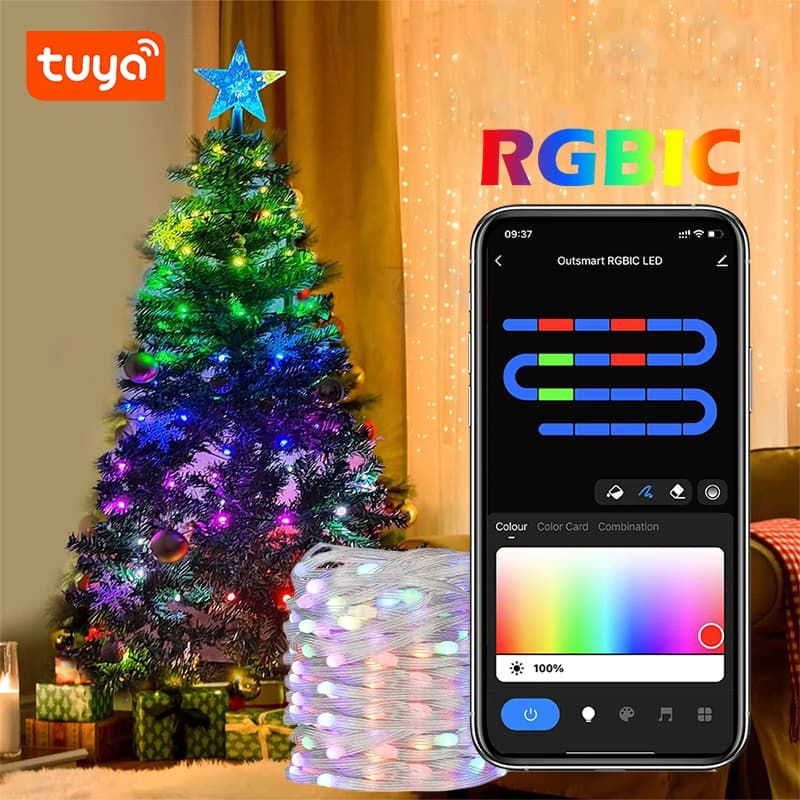 TUYA USB LED chaîne lumières de noël WS2812B RGBIC lumière WIFI polychrome adressable individuelleme