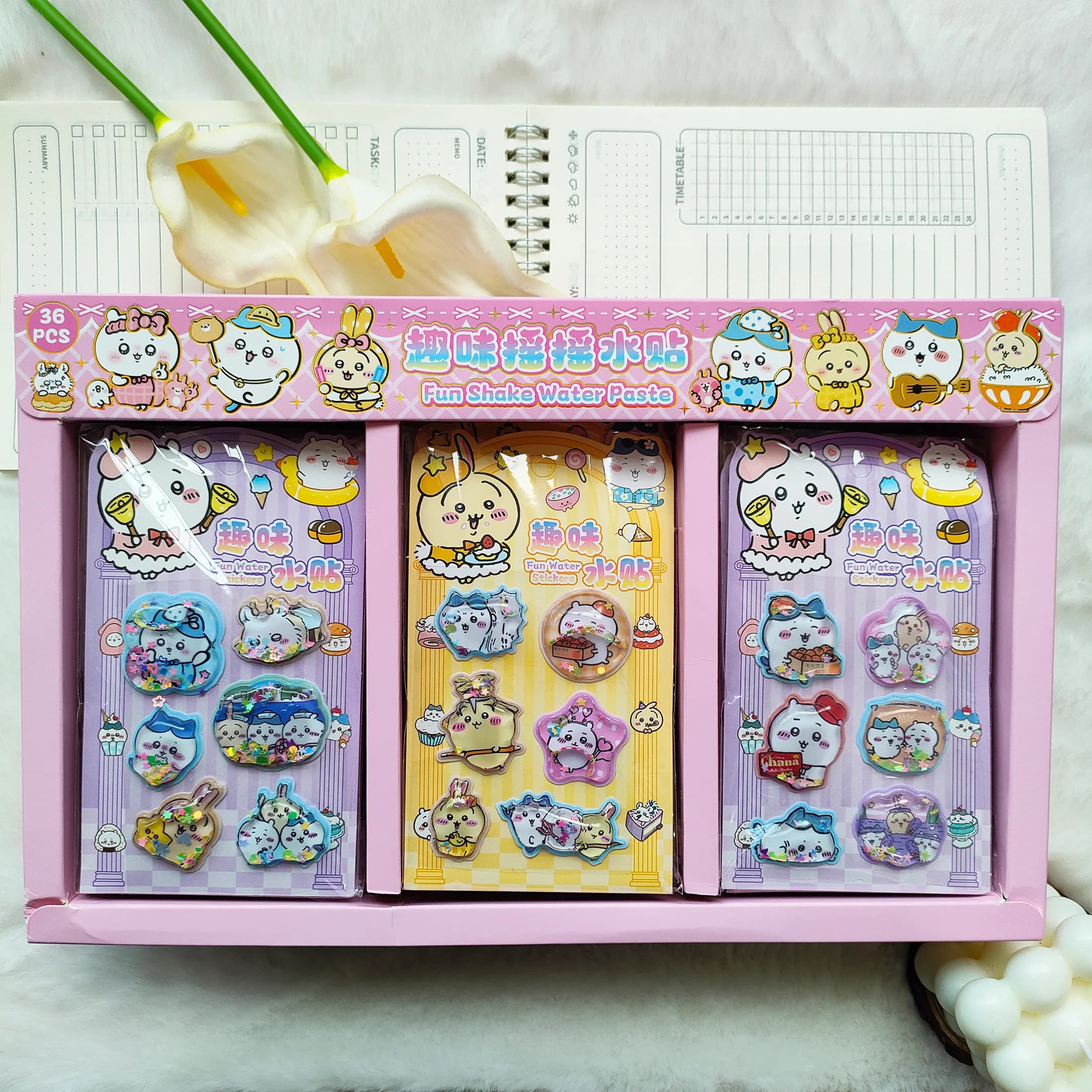 1/12 autocollants 3D Chiikawa Hachiware Usagi mignons à effet d'eau, autocollants décoratifs amusant
