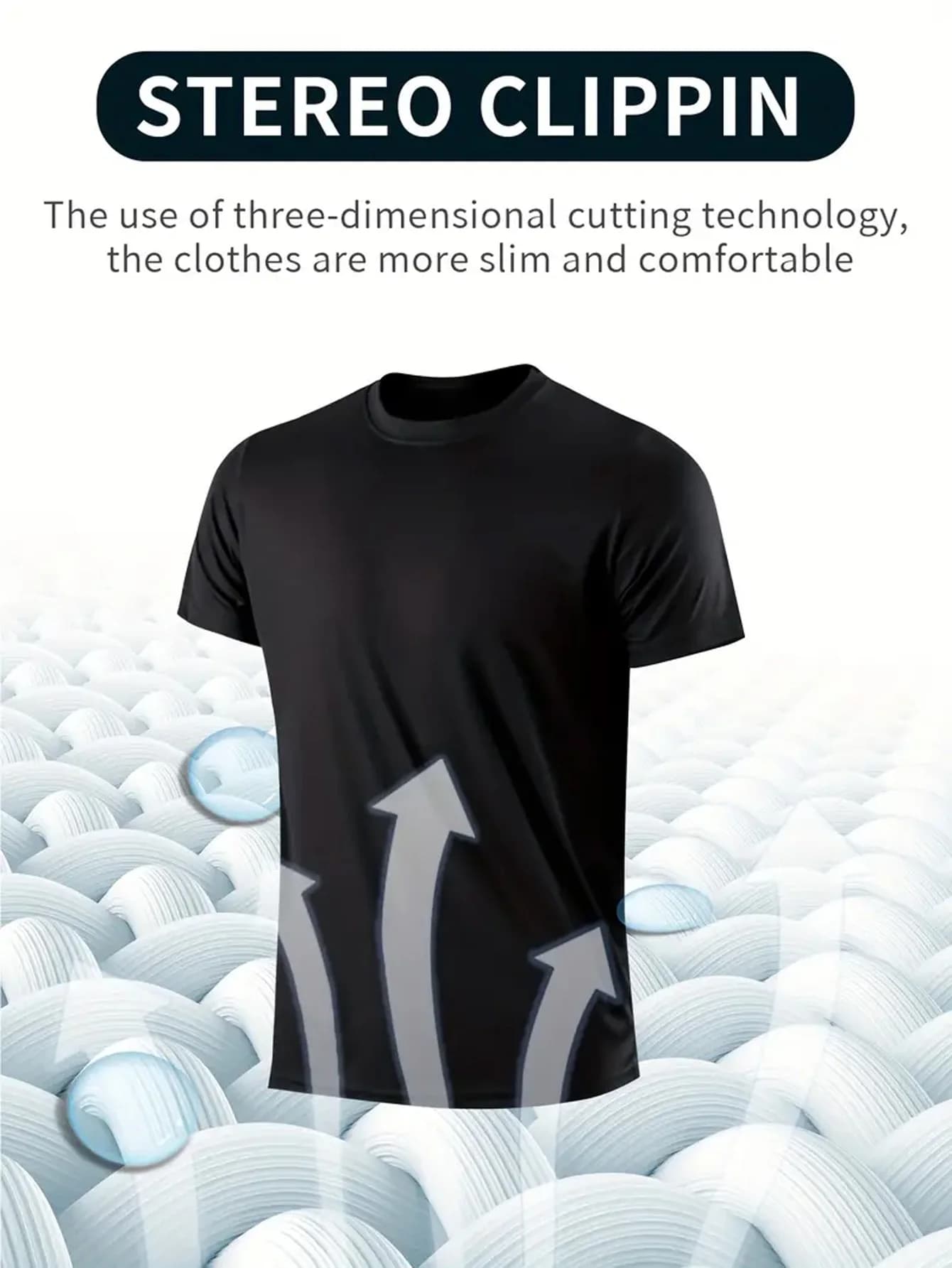 T-shirt col rond 7 pièces noir ultra-léger pour hommes, séchage rapide, respirant, absorbant la sueu