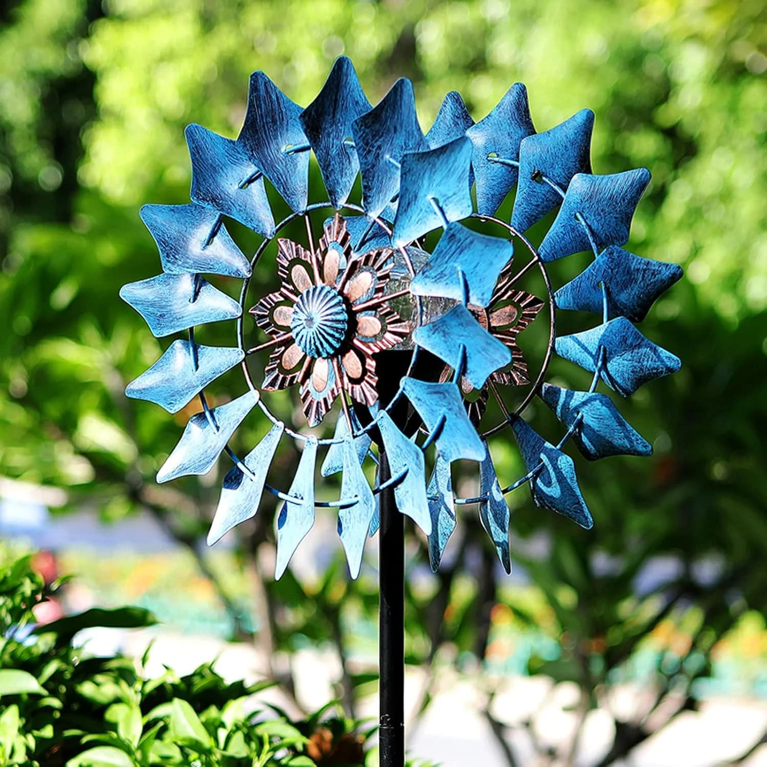 360 °   Moulin à vent rotatif de jardin, carillon à vent d'extérieur à énergie solaire, décor parfai