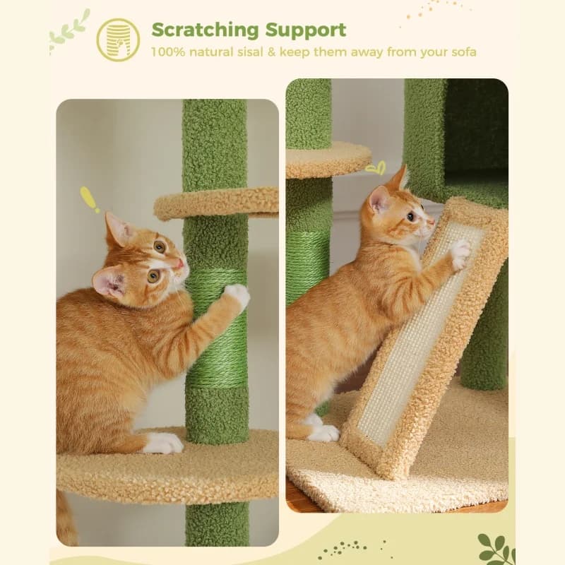 Grand arbre à chat du sol au plafond, tour d'arbre à chat réglable avec condo pour chat, hamac et gr