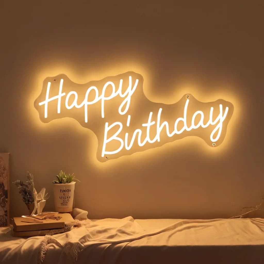 Joyeux anniversaire enseigne au néon LED néon pour la décoration de fête d'anniversaire baptême Bar 