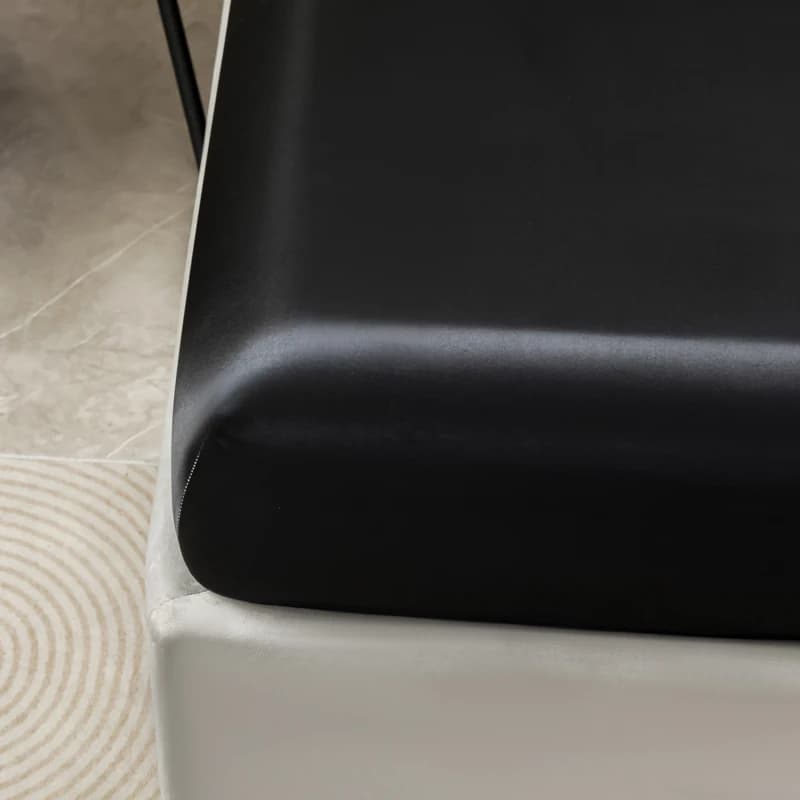 Drap-housse en Satin de couleur unie, housse de matelas double en soie glacée, Queen, naturel avec b