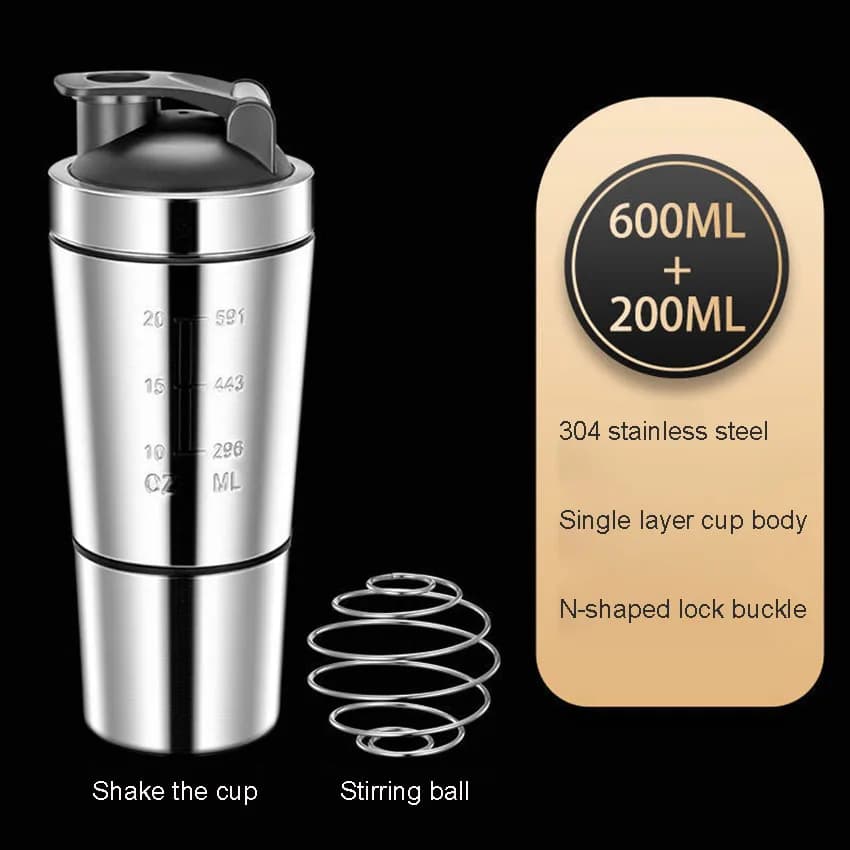 Tasse à secouer à Double Section en acier inoxydable monocouche, avec réservoir de stockage d'échell