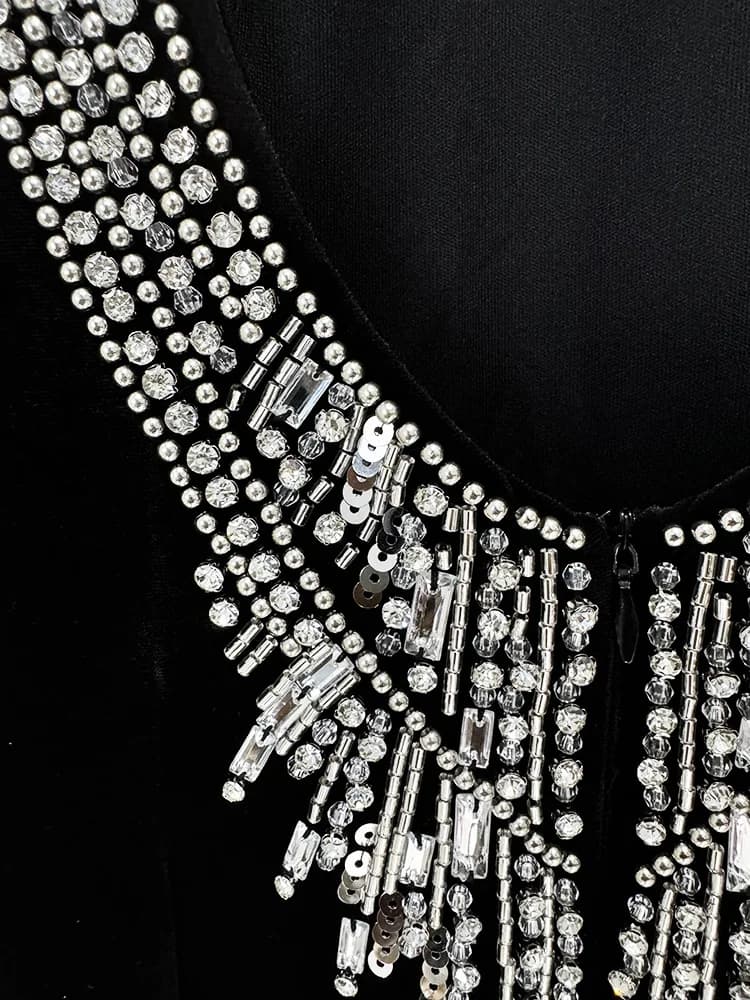 Robe à perles lourdes pour femmes, Streetwear tendance, élégante, amincissante, Sexy, dos nu, en vel