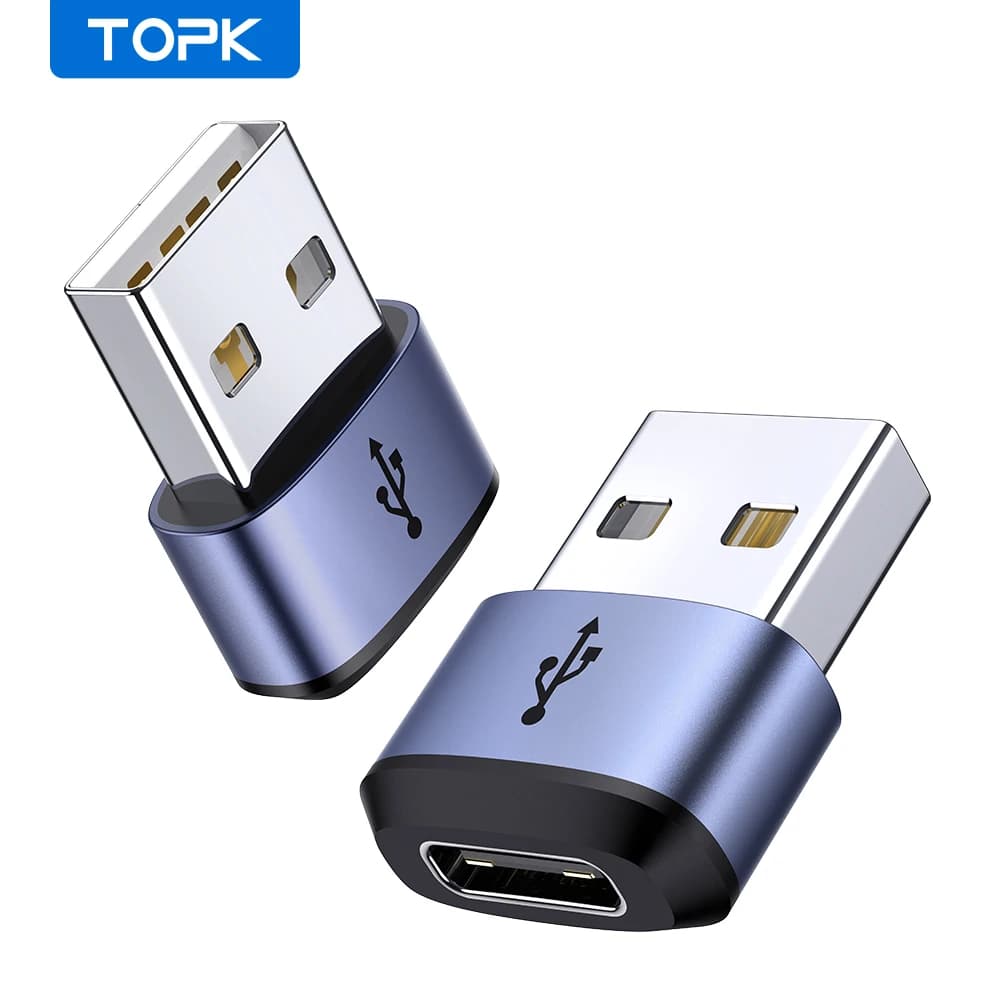 TOPK-Adaptateur USB C vers USB mâle AT13, USB femelle (Type-C) vers USB 2.0 mâle (USB-A), charge rap