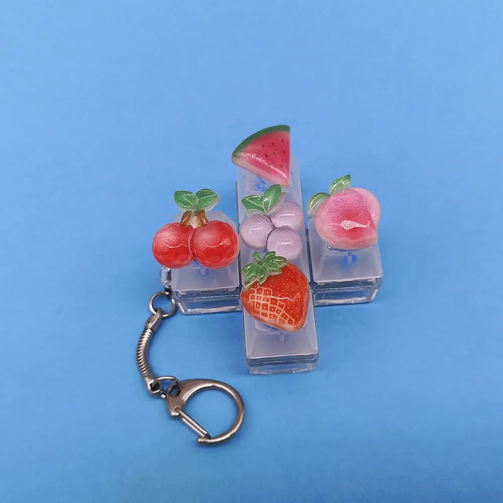 Keycap-Porte-clés avec pendentif fruits pour téléphone portable, porte-clés Kawaii, jouet Pop Fidget