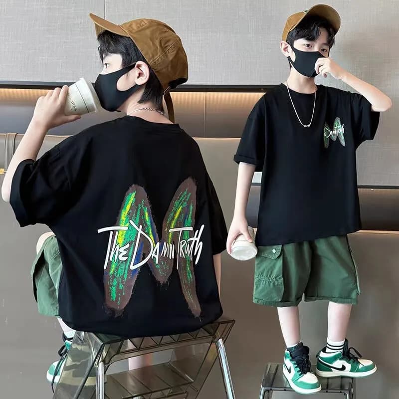 Ensemble de vêtements d'été pour adolescents garçons, T-shirt à manches courtes et pantalon, costume