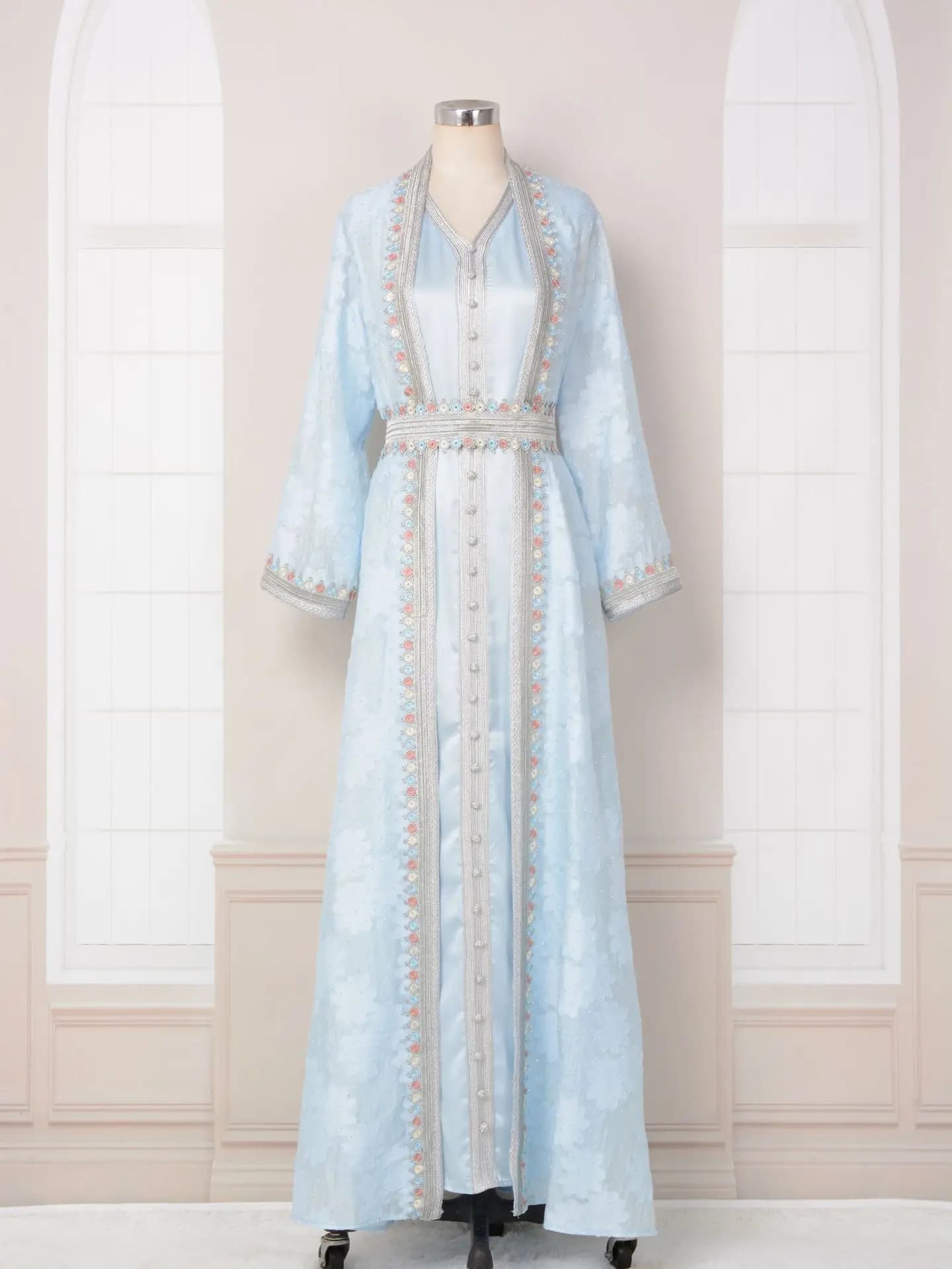 Robe caftan marocain pour femmes, ensemble de 2 pièces Takchita, robe arabe turque de dubaï, vêtemen
