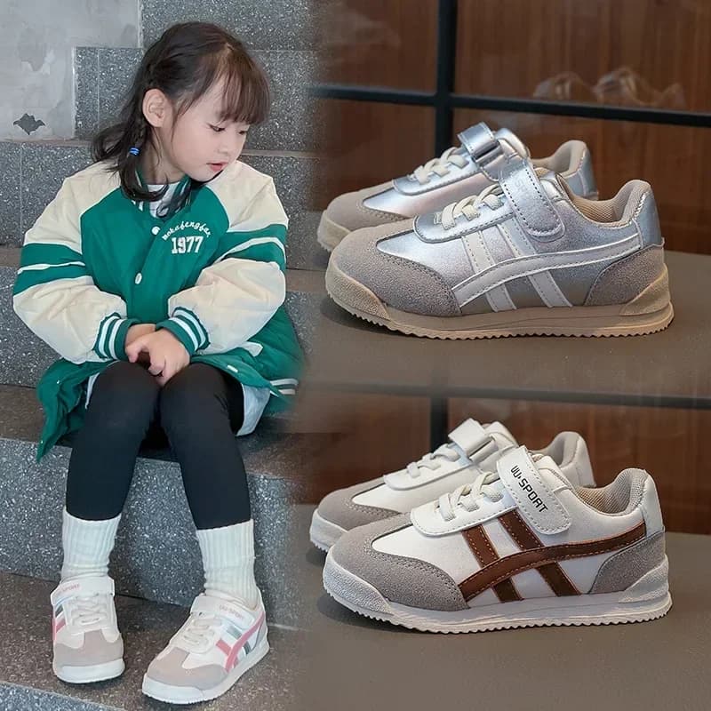 Chaussures de sport pour enfants, colorées, avec coutures, fermeture auto-agrippante, bout rond, sem