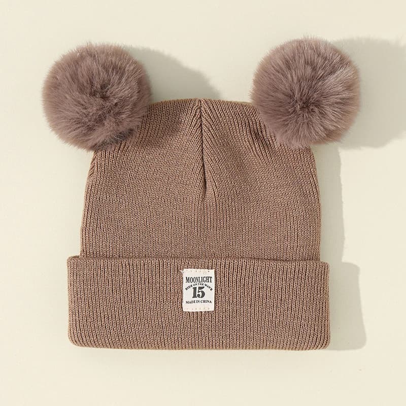 Automne hiver bébé chaud tricoté chapeaux avec Pom enfants tricot bonnet chapeau couleur unie enfant