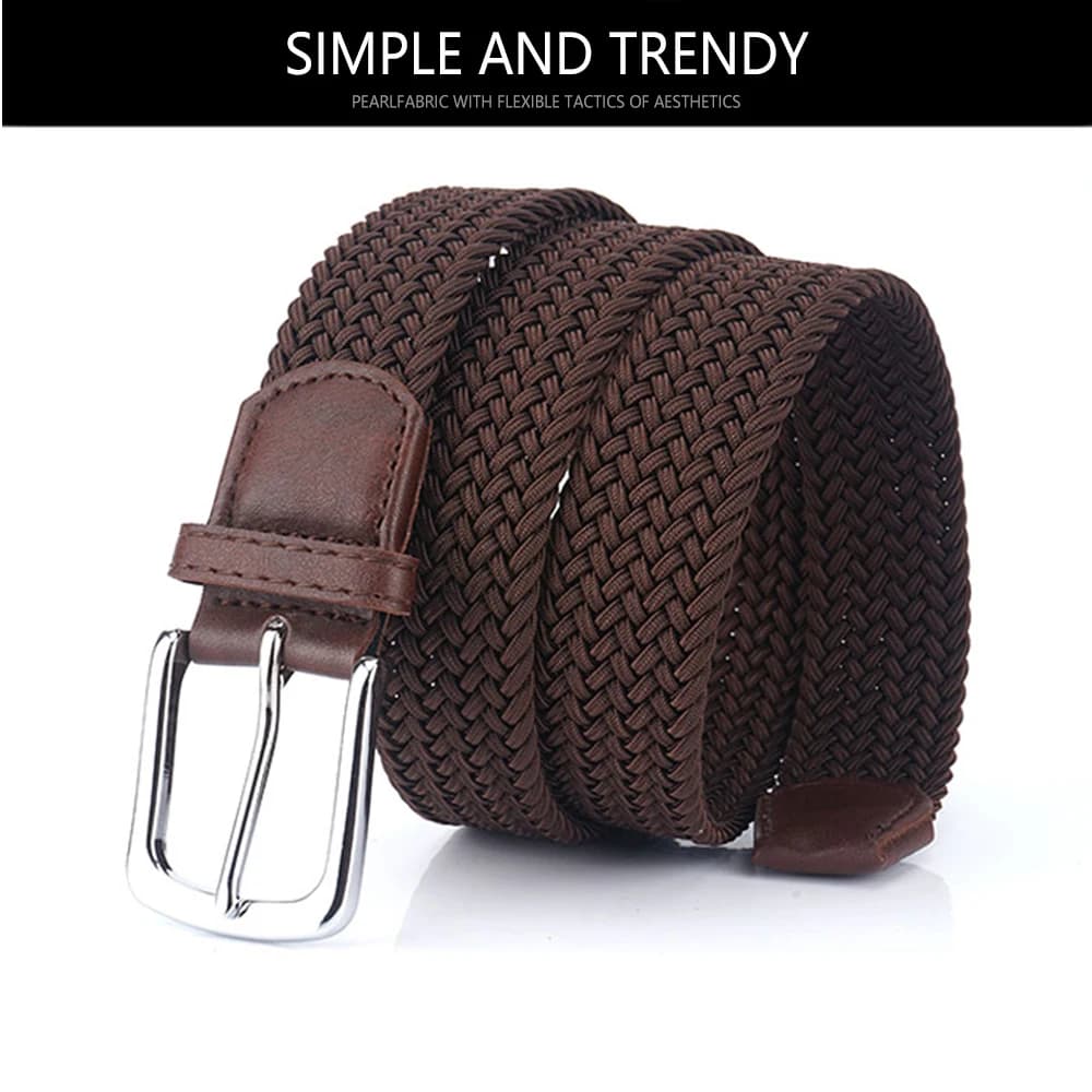 TUSBottles-Ceinture tressée sans trou pour hommes, ceinture tissée élastique, simple et sauvage, mod