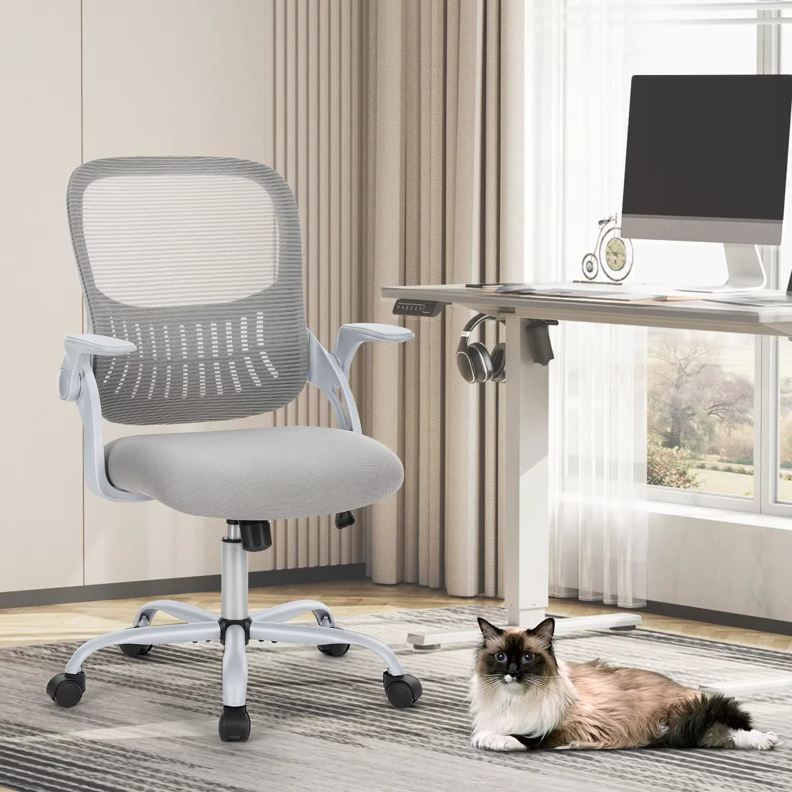 JIan-Chaise de Bureau Ergonomique à Dossier en Maille, Réglable, à Roulettes, pour Ordinateur, Jeu à