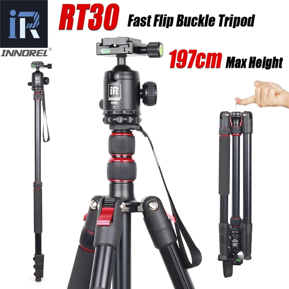 INNOREL RT30 Trépied à fixation rapide, hauteur 197 cm/77,6 po, monopode en alliage d'aluminium avec